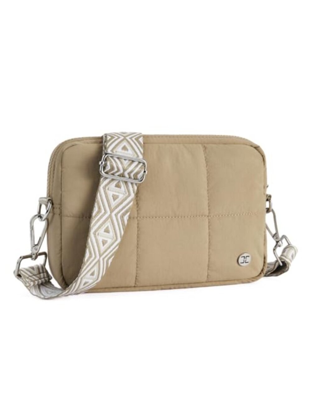 Nylon Puffer Crossbody Bag Guitar Strap Quilted Lightweight Travel Purse